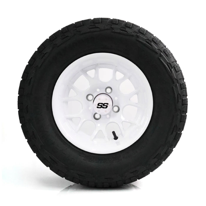 SS Wheels Alpha 12x7 Gloss White & X Comp X/T Tire Combo golf cart wheel and tire – view 4
