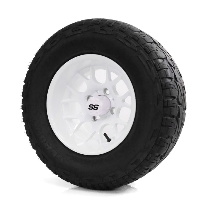 SS Wheels Alpha 12x7 Gloss White & X Comp X/T Tire Combo golf cart wheel and tire – view 3