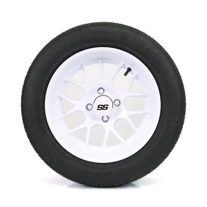 SS Wheels Alpha 14x7 Gloss White & X Comp H/T Tire Combo golf cart wheel and tire – view 5