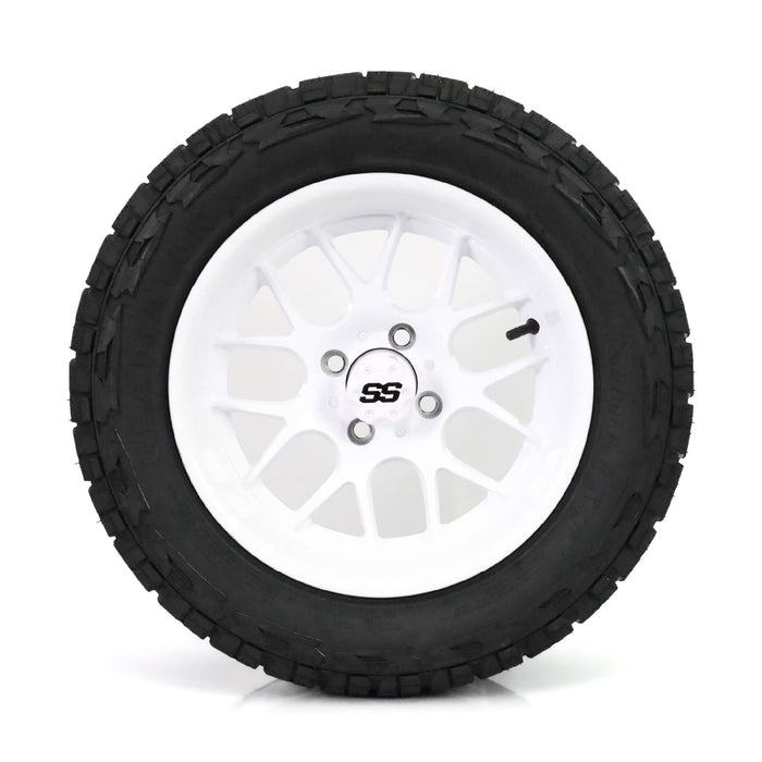 SS Wheels Alpha 14x7 Gloss White & X Comp X/T Tire Combo golf cart wheel and tire – view 5
