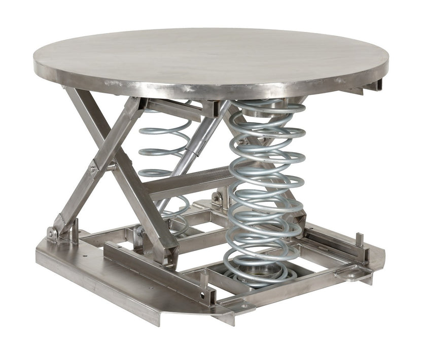 Vestil SST-45-PSS-ST Partially Stainless Steel Solid Manual Carousel Top Spring Scissor Table 4,500 lb. Capacity Silver
