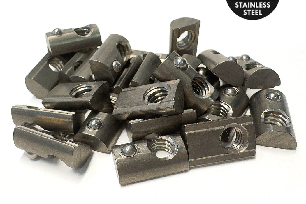 Orion Van Gear 10S Self-Aligning Roll-In T-Nuts with Ball Spring – 304 Stainless Steel (1/4-20 Thread) - Product Image 6