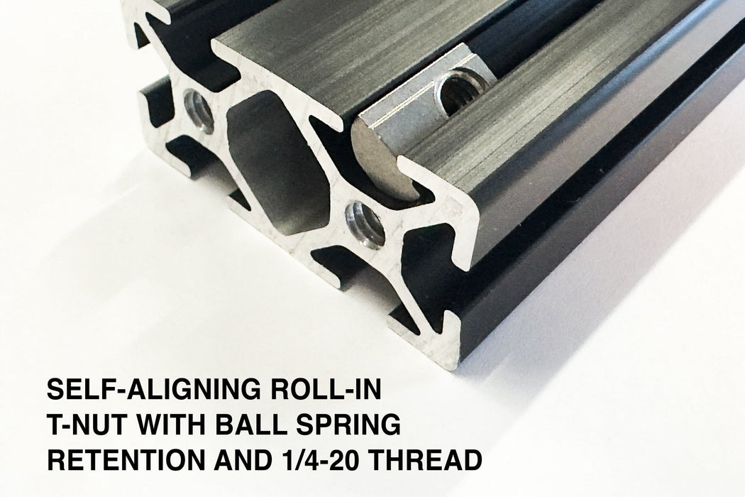 Orion Van Gear 10S Self-Aligning Roll-In T-Nuts with Ball Spring – 304 Stainless Steel (1/4-20 Thread) - Alternate View