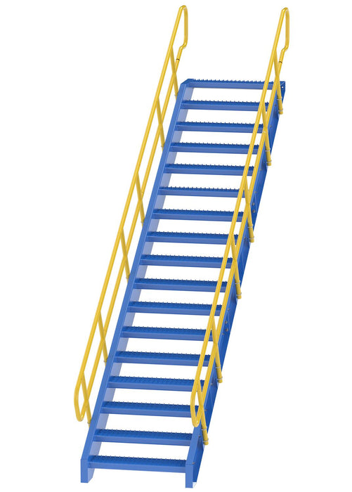 Vestil STAIR-120 Steel 17 Step Modular Style Stairway Top Step 120 in. 1,000 lb. Capacity Blue / Yellow