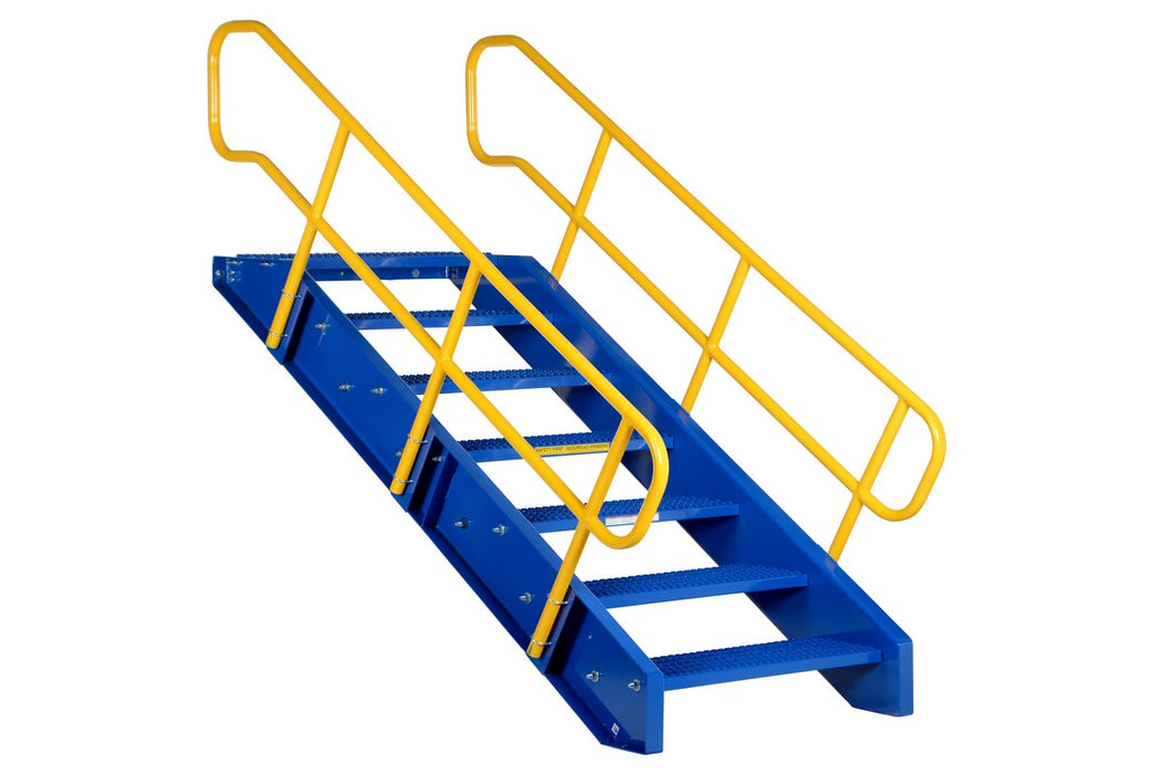 Vestil STAIR-48 Steel 7 Step Modular Style Stairway Top Step 48 in. 1,000 lb. Capacity Blue / Yellow