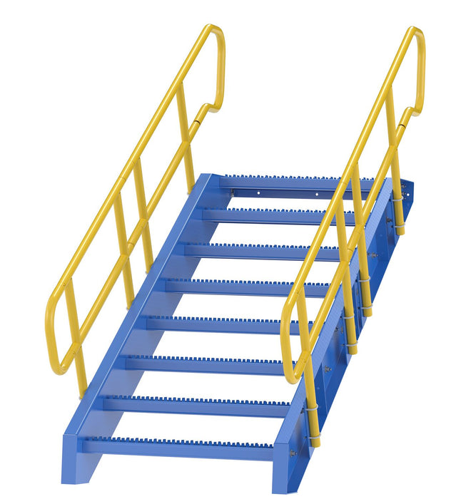 Vestil STAIR-60 Steel 8 Step Modular Style Stairway Top Step 60 in. 1,000 lb. Capacity Blue / Yellow