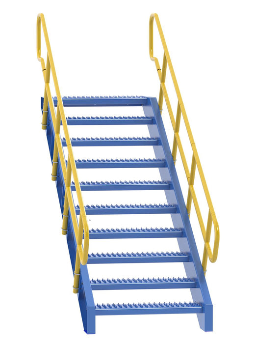 Vestil STAIR-72 Steel 10 Step Modular Style Stairway Top Step 72 in. 1,000 lb. Capacity Blue / Yellow