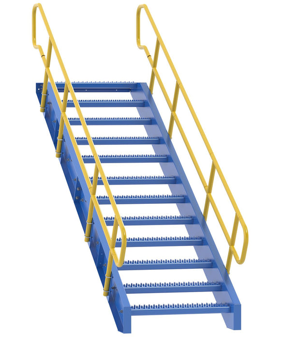 Vestil STAIR-84 Steel 12 Step Modular Style Stairway Top Step 84 in. 1,000 lb. Capacity Blue / Yellow