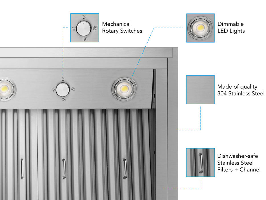 42 inch 900 CFM Range Hood Insert - VICTORY Star (Double blower)