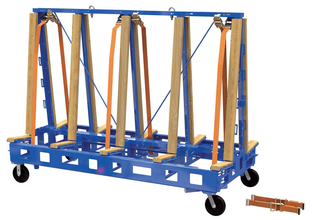 Vestil STR-M-9764-4-CK1 Steel/Wood Slab Transport Rack with Casters 97 in. x 64 in. 4,000 lb. Capacity Blue