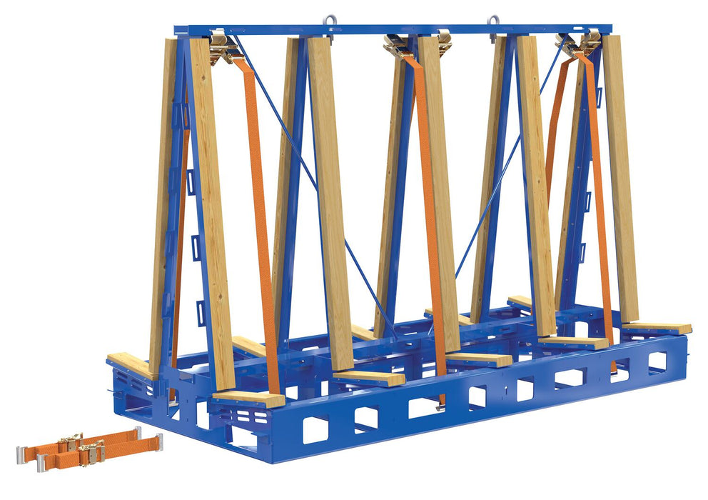 Vestil STR-S-9764-4 Steel/Wood Stationary Slab Transport Rack 97 in. x 64 in. 4,000 lb. Capacity Blue