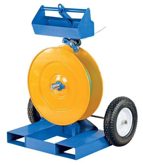 Vestil STRAP-FP Steel Industrial Duty Strapping Cart with Fork Pockets 150 lb. Capacity Blue / Yellow