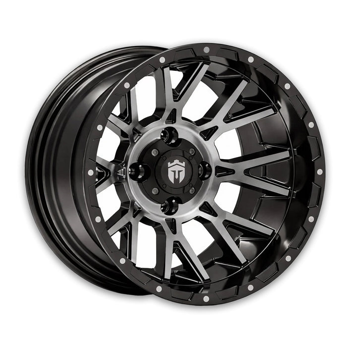 Empire Savage SV6 14x8 Gloss Black Tinted Machined Face Wheel with X Comp Golf H/T Tire golf cart wheel and tire – view 2