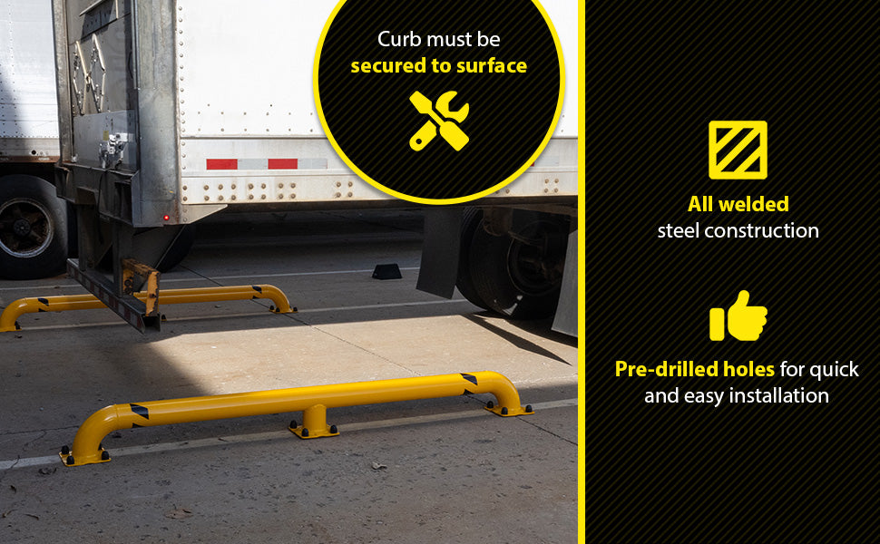 Vestil SWAC-92 steel wheel alignment curb feature overview 2
