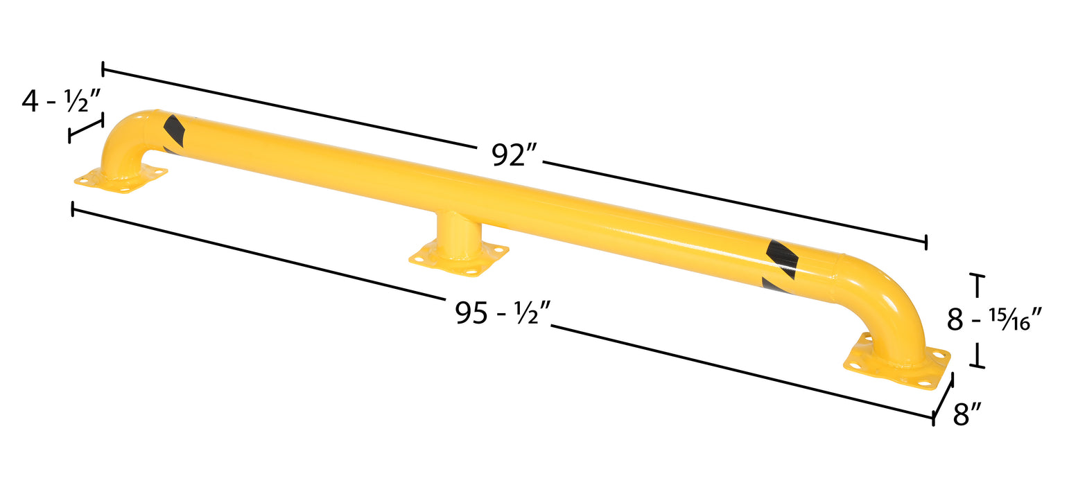 Vestil SWAC-92 steel wheel alignment curb dimensions diagram