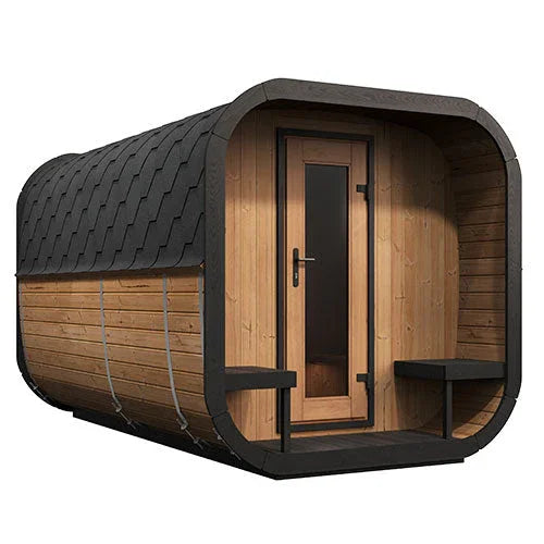 Green Vista Living SaunaLife Model CL12GCP Cube-Series Outdoor Home Sauna Suite Kit | 8 Persons - Side View