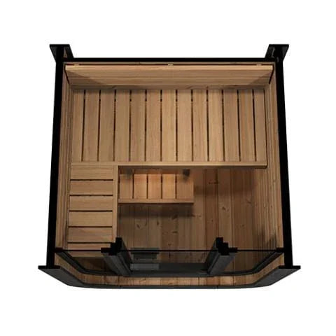 Green Vista Living SaunaLife Model CL3G Cube-Series Outdoor Home Sauna Kit | 2 Persons - Lifestyle View