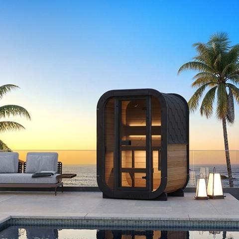 Green Vista Living SaunaLife Model CL3G Cube-Series Outdoor Home Sauna Kit | 2 Persons - Side View