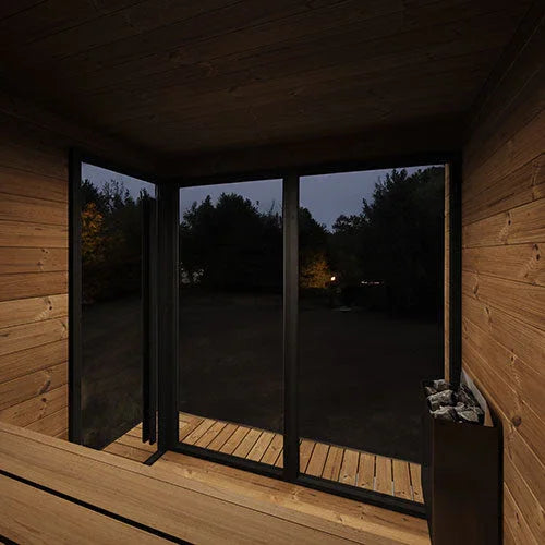 Green Vista Living SaunaLife Model GL6 Outdoor Sauna Kit | 6 Persons - Lifestyle View