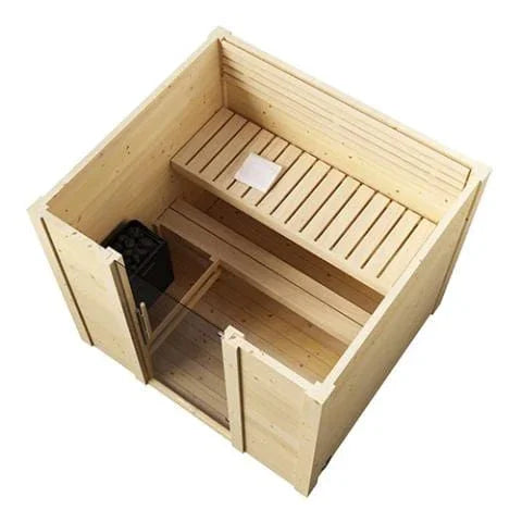 Green Vista Living SaunaLife Model G2 Outdoor Home Sauna Kit | 4 Persons - Lifestyle View