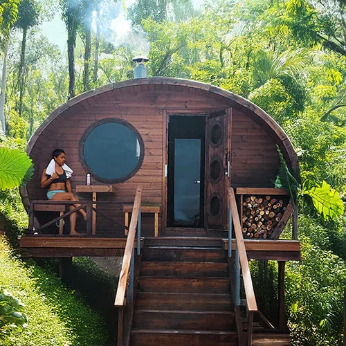 Green Vista Living SaunaLife Model G11 Outdoor Sauna | 8 Persons - Side View