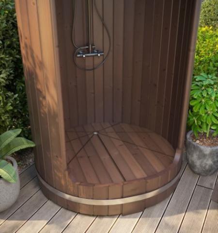 Green Vista Living SaunaLife Model R3 Barrel Shower Outdoor Living - Side View