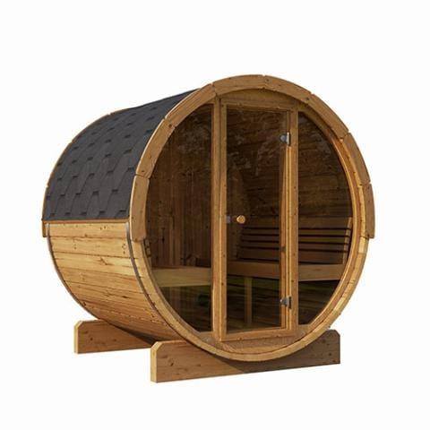 Green Vista Living SaunaLife Model E7G Barrel Sauna Glass Front | 4 Persons