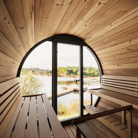 Green Vista Living SaunaLife Model EE8G Barrel Sauna Barrel | 6 Persons - Close-Up