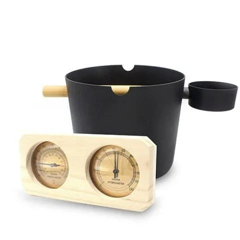 Green Vista Living SaunaLife Accessory Package 7 Bucket, Ladle, Hygrometer and Thermometer
