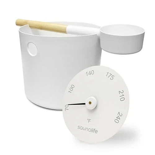 Green Vista Living SaunaLife Accessory Package 6 | Aluminum 1-Gallon Sauna Bucket Set with Wood Ladle and... - Side View