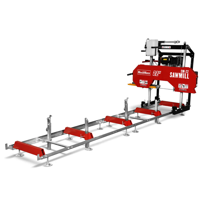 22" Portable Sawmill,  274cc 8.1HP Gasoline Engine,  18" Board Width,  13' Track Length ,  SM-22