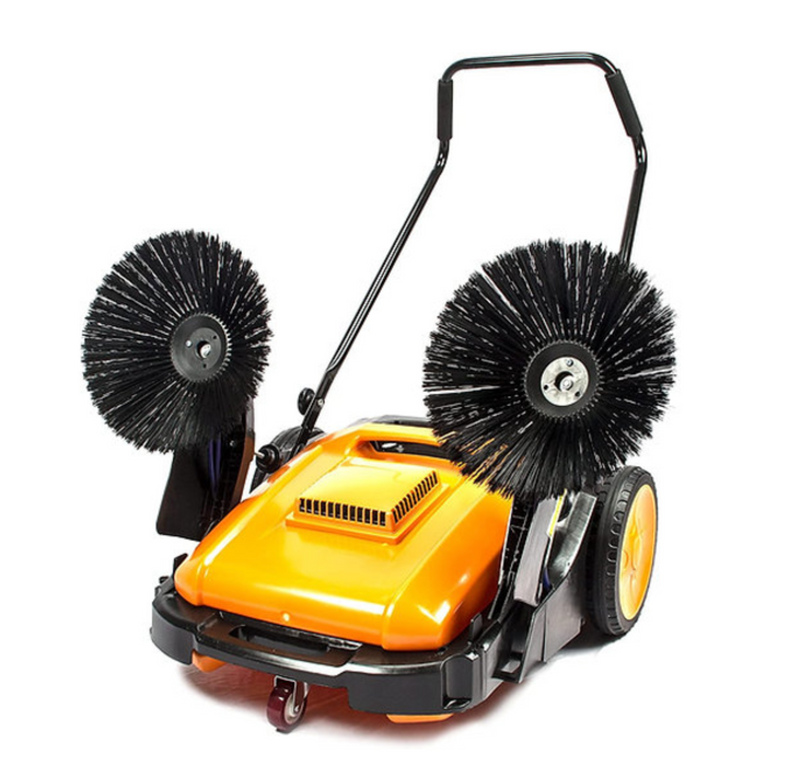 SANITMAX RT980S 38" Manual Push Powered Floor Sweeper, 38,000 sqft/h, Triple Brushes, Air filter For Dust Control - Side View