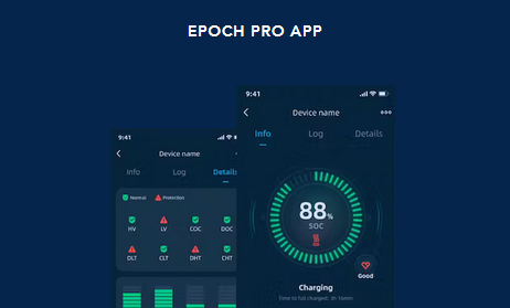 Epoch 12V 50Ah Essential Series LiFePO4 battery — battery management system connection detail