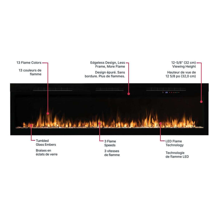 Dimplex Vital Sense 60" Built-in Linear Electric Fireplace - features infographic