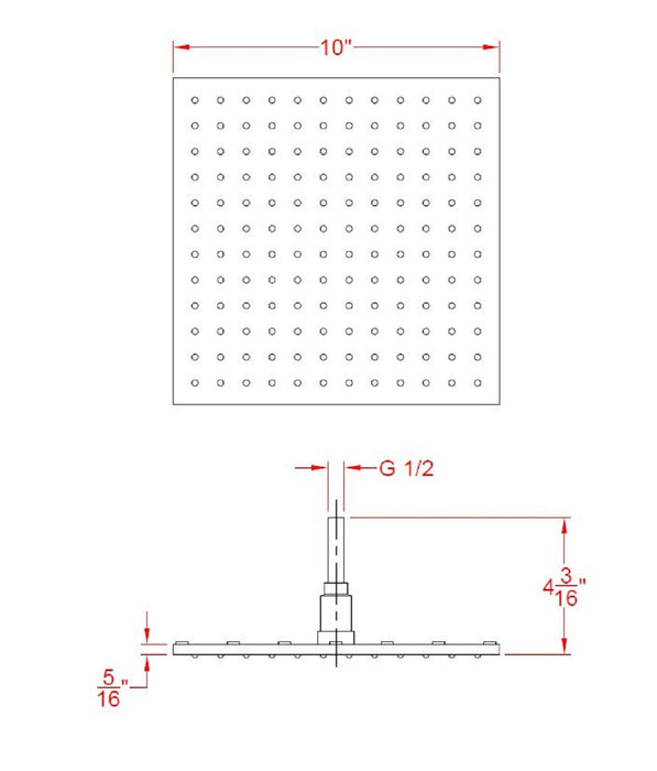Cascada Showers 10" Square Rainfall LED Shower Head - Product Image 11