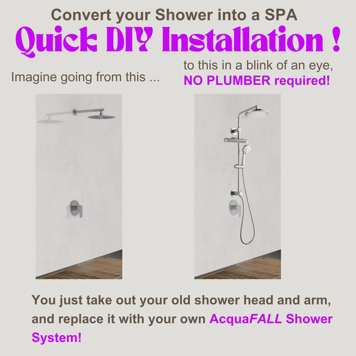 Forno Acqua Fall 9-Inch Overhead Rainfall Shower with 2.5 GPM Flow Rate, Handheld, Body Jets in Polished Stainless Steel (SCW1CP-S2)