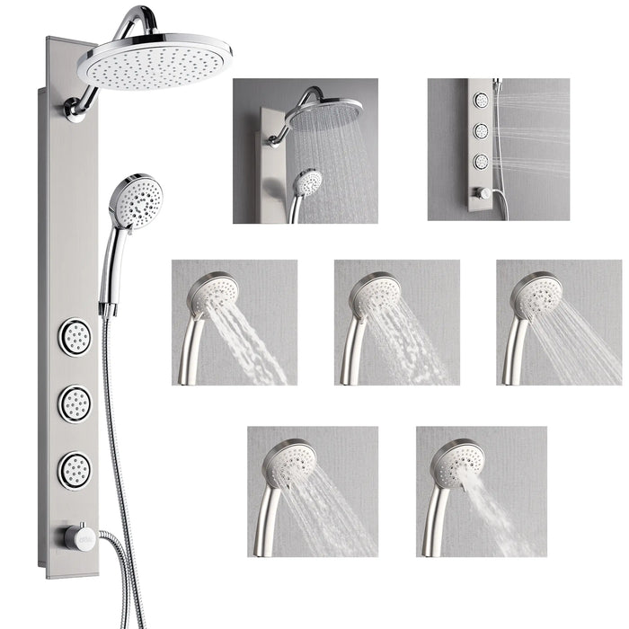 Forno Acqua Spa 9-Inch Overhead Rainfall Shower Panel with 2.5 GPM Flow Rate, Handheld, 6 Way Diverter, Body Jets in Stainless Steel (SL31BC-2)