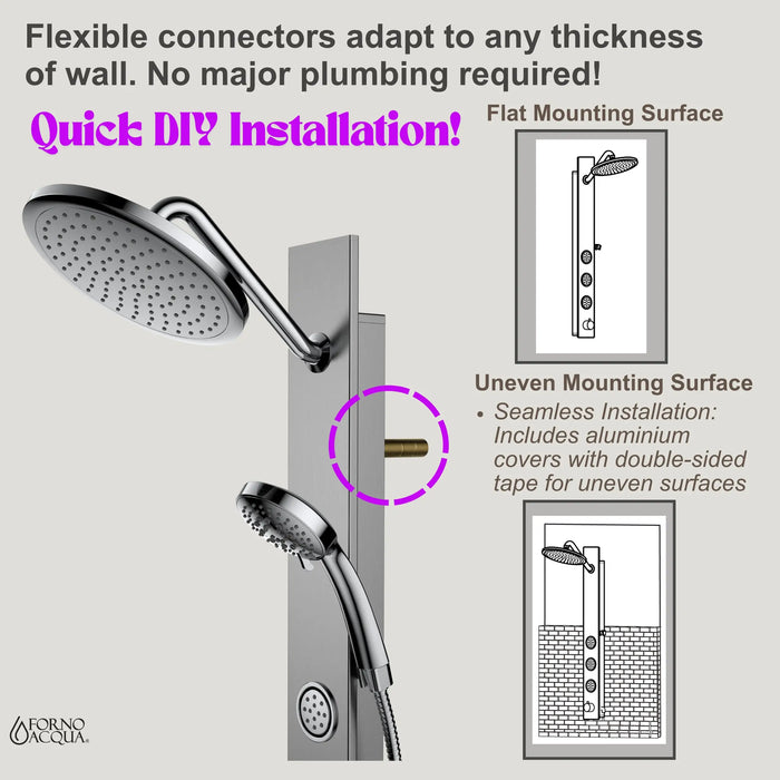 Forno Acqua Spa 9-inch Overhead Rainfall Shower Panel with 1.8 GPM Flow Rate, Handheld, Body Jets in Stainless Steel (SL31BC-8)