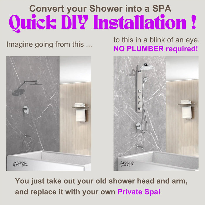 Forno Acqua Spa 9-Inch Overhead Rainfall Shower Panel with 2.5 GPM Flow Rate and with SensoTEMP in Mirrored Stainless Steel (SL31MC-L2)