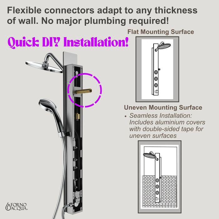 Forno Acqua Spa 9-Inch Overhead Rainfall Shower Panel with 1.8 GPM Flow Rate and SensoTEMP in Mirrored Stainless Steel Finish (SL31MC-L8)
