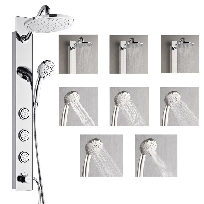 Forno Acqua Spa 9-Inch Overhead Rainfall Shower Panel with 1.8 GPM Flow Rate and SensoTEMP in Mirrored Stainless Steel Finish (SL31MC-L8)