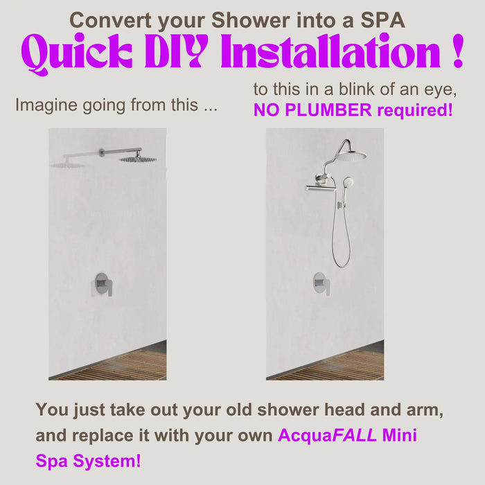 Forno Acqua Fall Mini 9-Inch Overhead Rainfall Shower with 1.8 GPM Flow Rate, Handheld, 7 Way Diverter, Body Jets in Polished Stainless Steel (SMW1CP-C8)