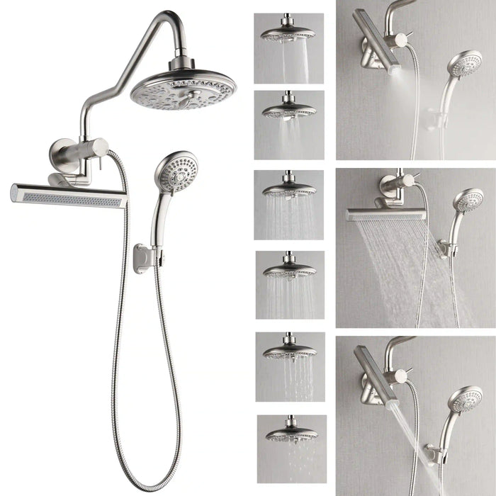 Forno Acqua Fall Mini 8-Inch Overhead Rainfall Shower with 1.8 GPM Flow Rate, Handheld, Body Jets in Brushed Nickel (SMW2BN-C8)
