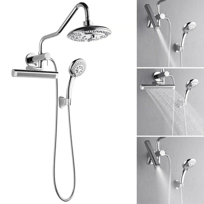 Forno Acqua Fall Mini 8-Inch Overhead Rainfall Shower with 1.8 GPM Flow Rate, Handheld, Body Jets in Polished Stainless Steel (SMW2CP-C8)