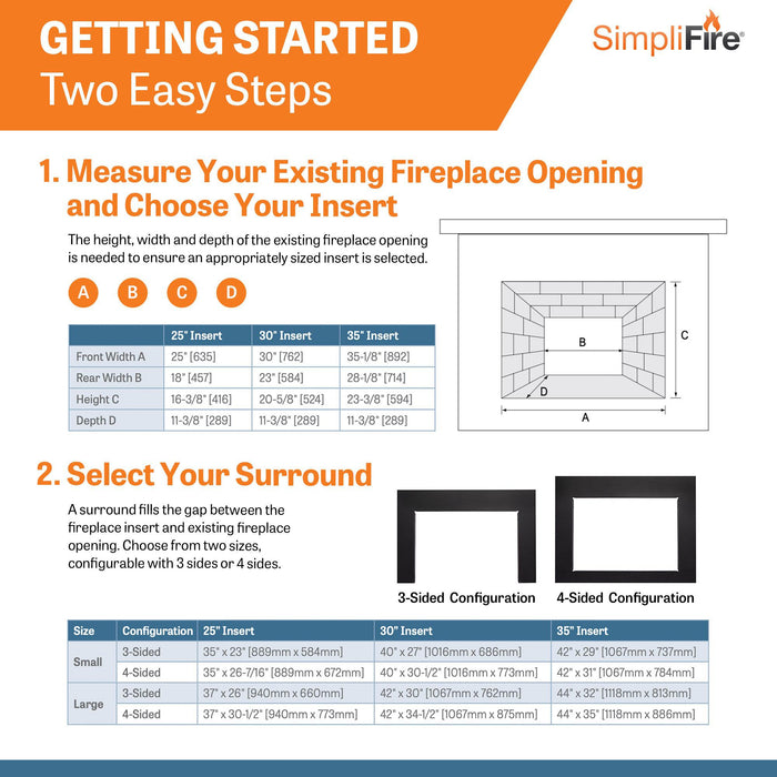 SimpliFire 25" Traditional Electric Built-In Fireplace Insert SimpliFire