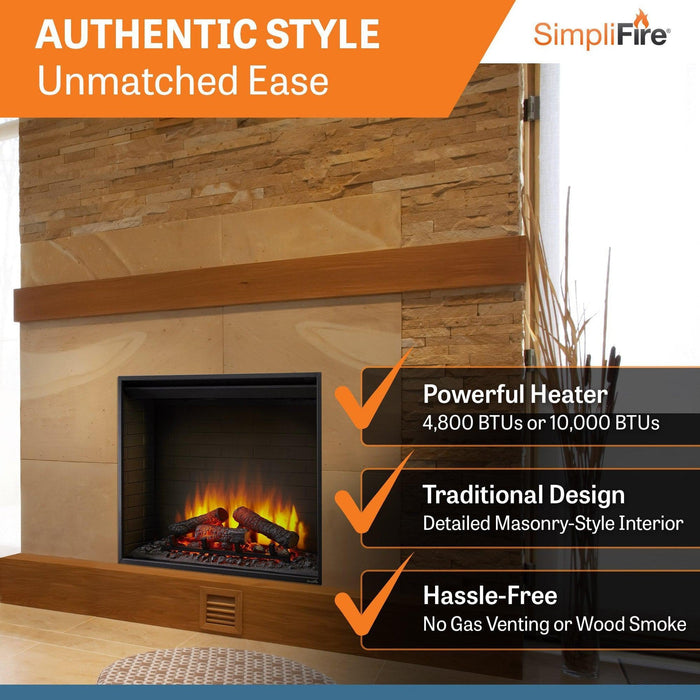 SimpliFire 36" Traditional Electric Built-In Fireplace SimpliFire