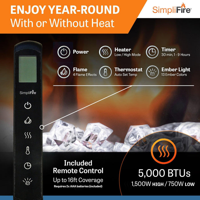 SimpliFire Allusion 40" Linear Electric Recessed Fireplace SimpliFire
