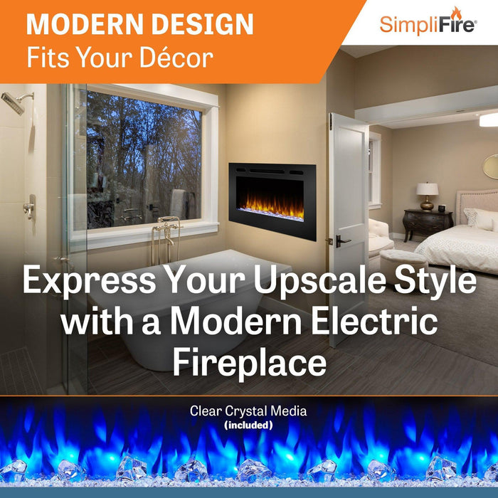 SimpliFire Allusion 40" Linear Electric Recessed Fireplace SimpliFire