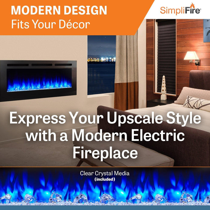 SimpliFire Allusion 60" Linear Electric Recessed Fireplace SimpliFire