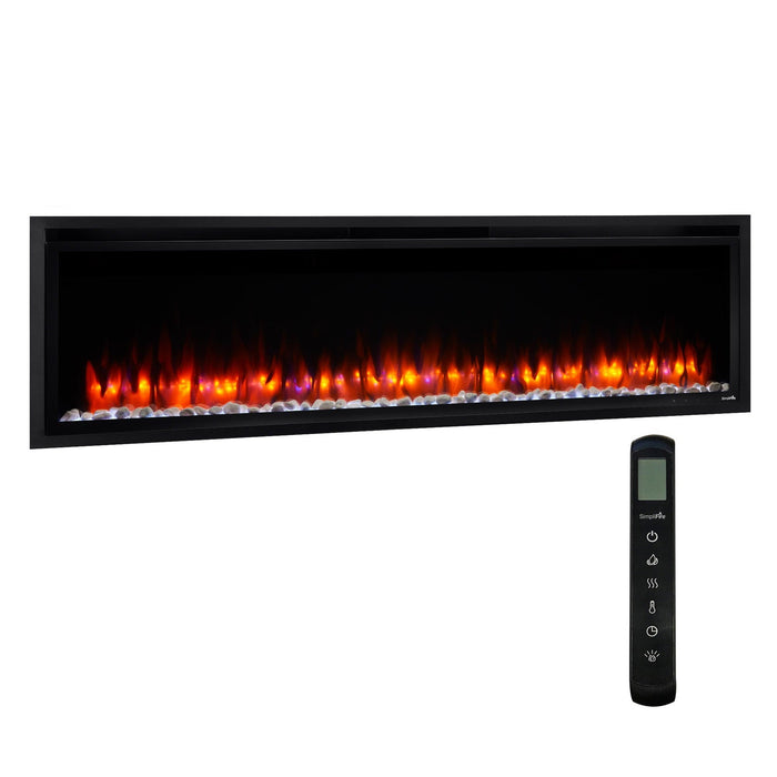 SimpliFire Allusion Platinum 60" Linear Electric Recessed Fireplace SimpliFire